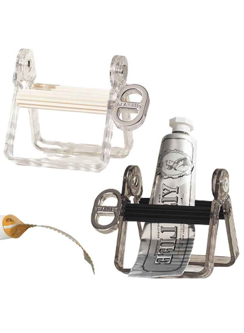 CMGTYYD 2Pcs Plastic Tube Squeezer Roller – Durable Tube Wringer for Paint, Toothpaste, Hair Color – Ideal for Artists, Salons, DIY & Everyday Use (White+Black) - Image 1